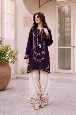 2 Pcs Women's Unstitched Embroidered Suit