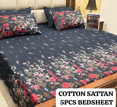 5 Pcs Cotton Sotton Printed Double Bedsheet