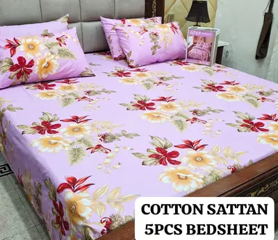 5 Pcs Cotton Sotton Printed Double Bedsheet