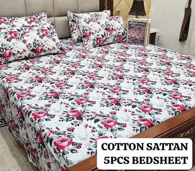 5 Pcs Cotton Sotton Printed Double Bedsheet