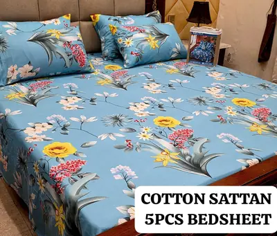 5 Pcs Cotton Sotton Printed Double Bedsheet