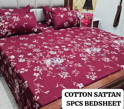5 Pcs Cotton Sotton Printed Double Bedsheet