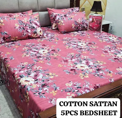 5 Pcs Cotton Sotton Printed Double Bedsheet