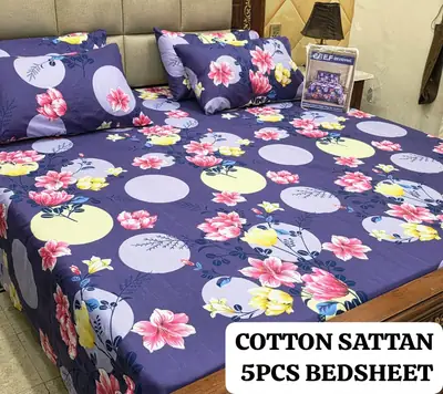 5 Pcs Cotton Sotton Printed Double Bedsheet
