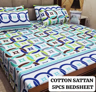 5 Pcs Cotton Sotton Printed Double Bedsheet