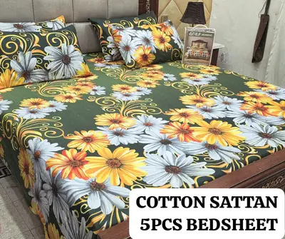 5 Pcs Cotton Sotton Printed Double Bedsheet