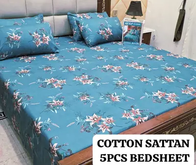 5 Pcs Cotton Sotton Printed Double Bedsheet