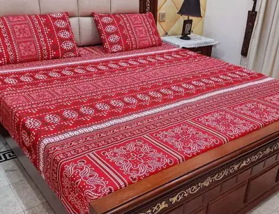 3 Pcs Crystal Cotton Printed Double Bedsheet
