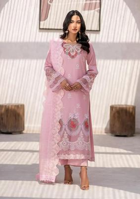 3 Pcs Women's Unstitched Lawn Embroidered Suit