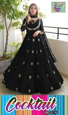 Elegant Black Embroidered Chiffon Maxi with Trouser & Dupatta - 3 Pcs Set