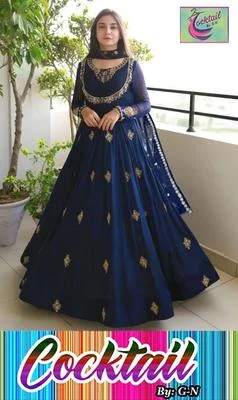 Stylish 3 Pcs Women's Stitched Embroidered Maxi Set in Chiffon - Blue Elegance