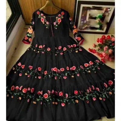 1 Pc Women's Stitched Chiffon Embroidered Maxi thumbnail 2