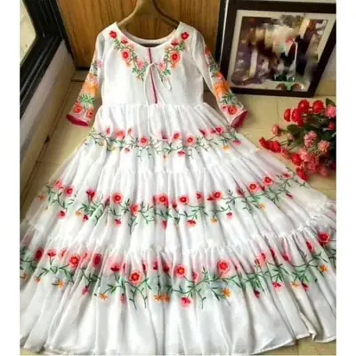 1 Pc Women's Stitched Chiffon Embroidered Maxi thumbnail 2