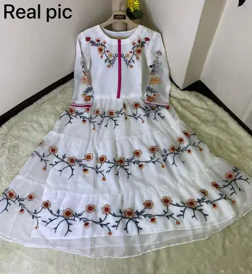 1 Pc Women's Stitched Chiffon Embroidered Maxi thumbnail 3
