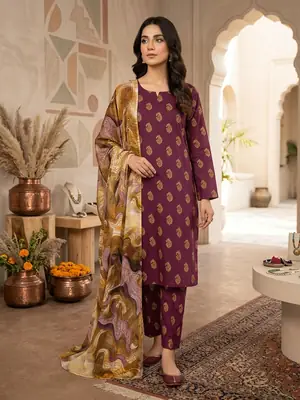 3 Pcs Women's Stitched Printed Suit  thumbnail 2