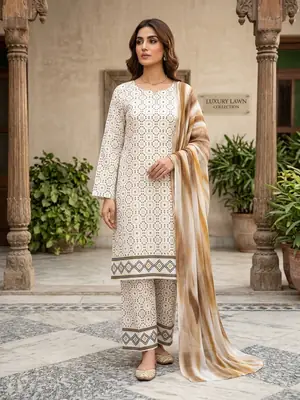 3 Pcs Women's Stitched Printed Suit  thumbnail 2
