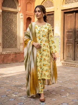 3 Pcs Women's Stitched Printed Suit thumbnail 2