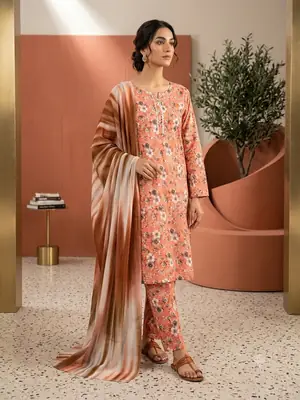 3 Pcs Women's Stitched Printed Suit thumbnail 2