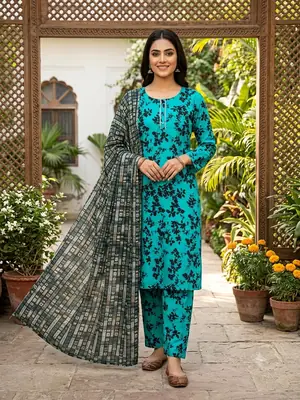 3 Pcs Women's Stitched Cotton Lawn Printed Suit thumbnail 2
