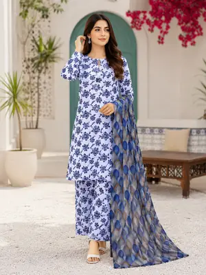 3 Pcs Women's Stitched Printed Suit