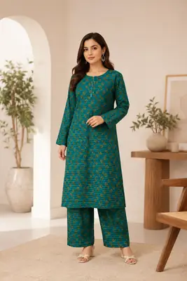 2 Pcs Women's Stitched Cotton Lawn Printed Shirt And Trouser