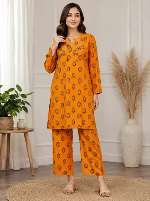 2 Pcs Women's Stitched Printed Shirt And Trouser