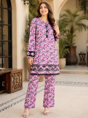2 Pcs Women's Stitche Tissue Patch Work Shirt And Trouser
