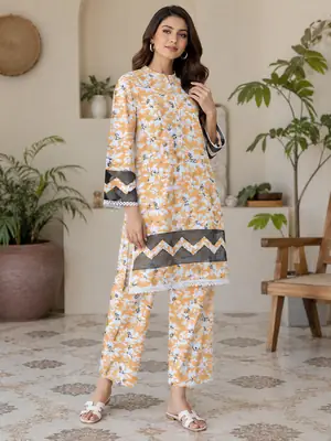 2 Pcs Women's Stitche Tissue Patch Work Shirt And Trouser