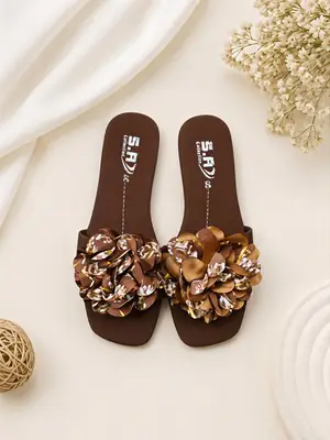 Stylish New Flower Design Women's Fancy Slippers