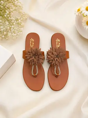 Stylish New Flower Design Women's Fancy Slippers