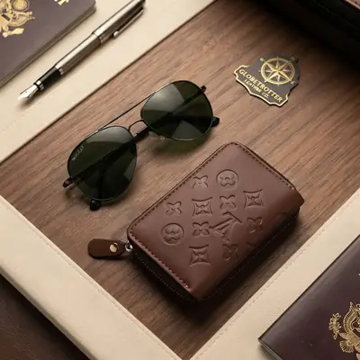 Modren Style Men's Leather Wallet Free Glasses 