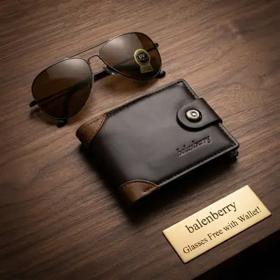 Modren Style Men's Leather Wallet Free Glasses
