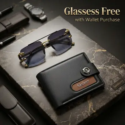 Modren Style Men's Leather Wallet Free Glasses