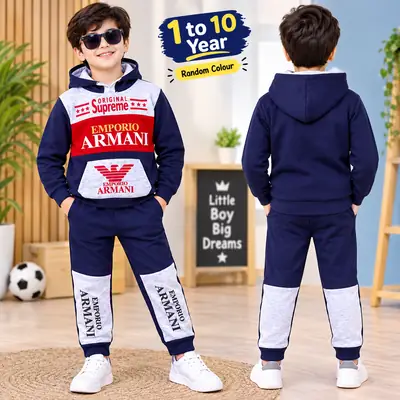 Winter Boy's Printed Hoodie Tracksuit 5 to 10 Year