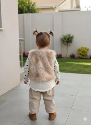 Little Girl Winter 3-Piece Set with Faux Fur Jacket thumbnail 2
