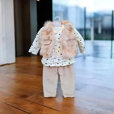 Little Girl Winter 3-Piece Set with Faux Fur Jacket thumbnail 3