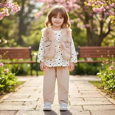 Girls Fleece Printed Party Wear Set 1-5 Years thumbnail 2