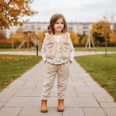 Girls Fleece Printed Party Wear Set 1-5 Years thumbnail 3