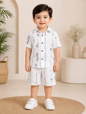 2 Pairs Boy's Cotton Lawn Printed Shirt And Shorts 2 Set thumbnail 8