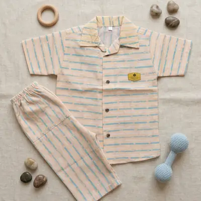 2 Pcs Boy's Cotton Lawn Printed Shirt And Shorts Set thumbnail 3