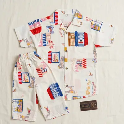 2 Pcs Boy's Cotton Lawn Printed Shirt And Shorts Set thumbnail 3