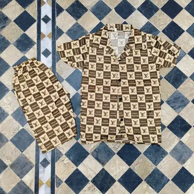 2 Pcs Boy's Cotton Lawn Printed Shirt And Shorts Set thumbnail 3