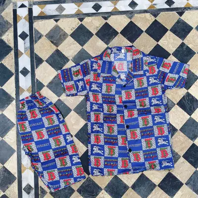 2 Pcs Boy's Cotton Lawn Printed Shirt And Shorts Set thumbnail 3