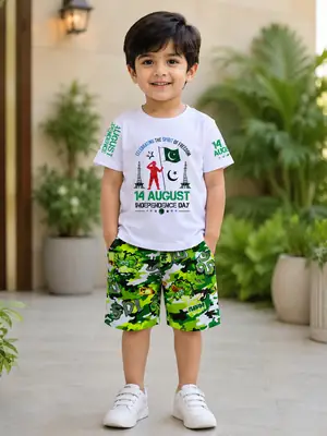14 August Boy's Printed Shirt And Shorts Set thumbnail 2