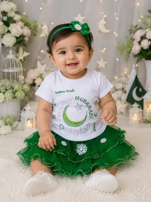 14 August 2 Pcs Girl's Fancy Embroidered Shirt And Skirt Set thumbnail 2