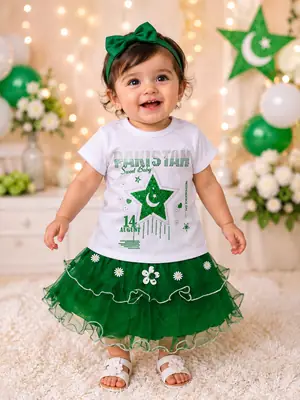 14 August 2 Pcs Girl's Fancy Embroidered Shirt And Skirt Set thumbnail 2