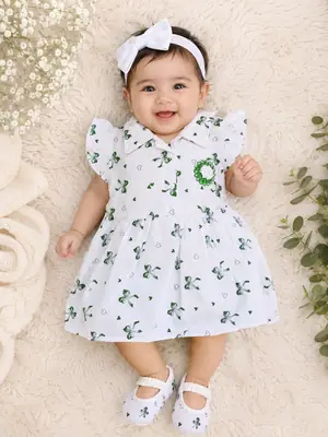 14 August 2 Pcs Girl's Fancy Frock And Trouser Set