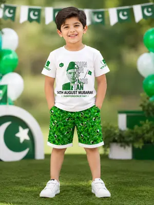14 August 2 Pcs Boy's Shirt And Shorts Set thumbnail 2