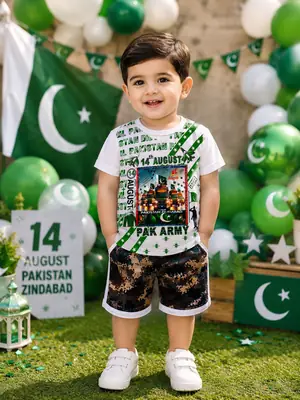 14 August 2 Pcs Boy's Lighting Shirt And Shorts Set thumbnail 2