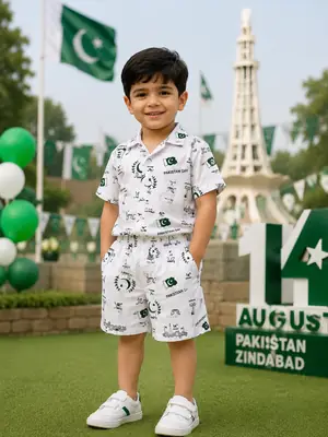 14 August 2 Pcs Boy's Shirt And Shorts Set thumbnail 4